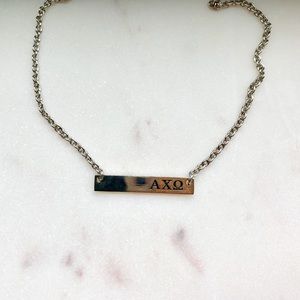 Silver Alpha Chi Omega Bar Necklace